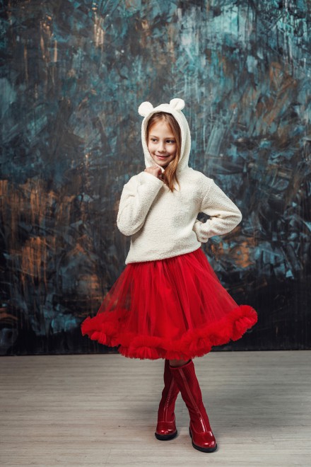 White Teddy jumper with ears – another view