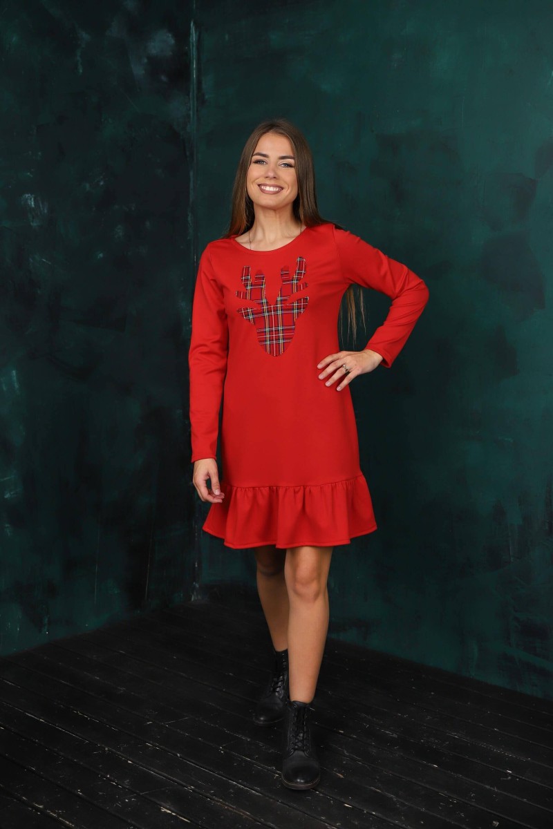 Christmas dress with a checked reindeer – photo 2