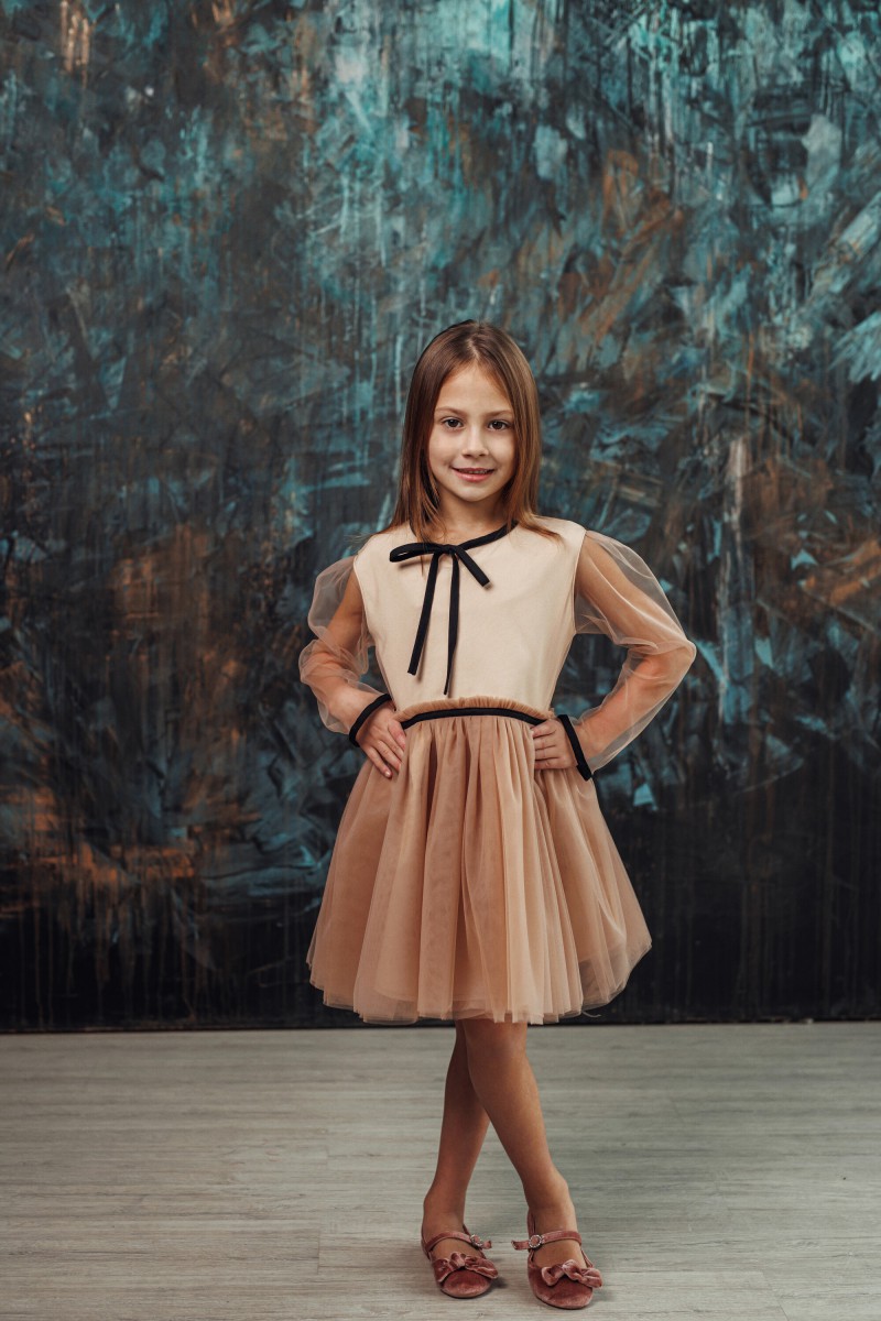 "Mini brown sugar" girl's tulle dress – photo 2