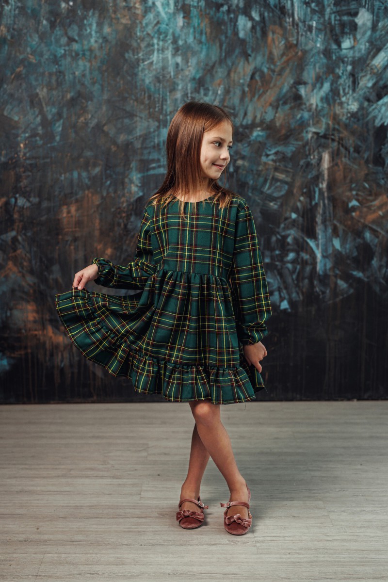 "Mini plaid green and red" girl's dress – photo 3