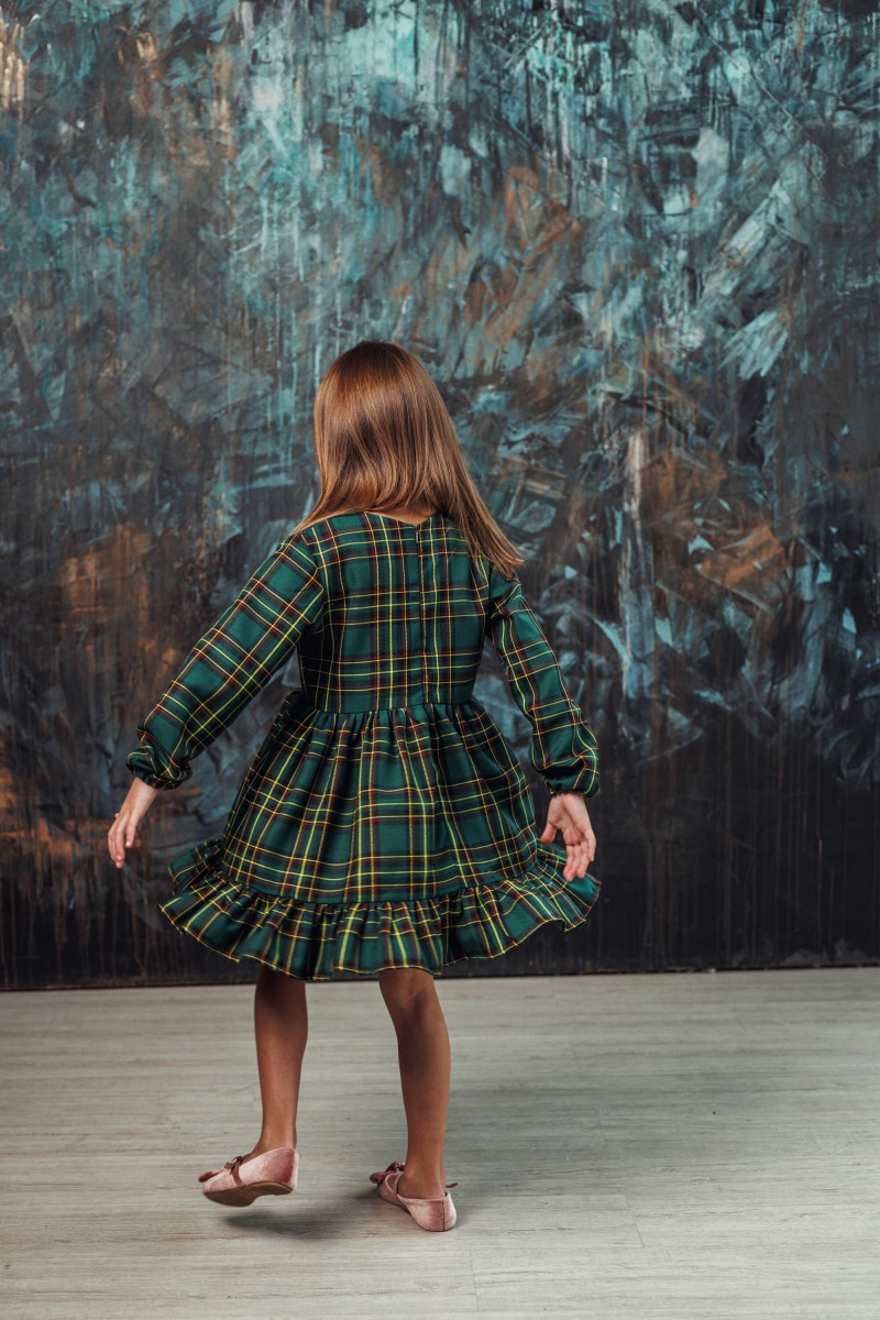 "Mini plaid green and red" girl's dress – photo 2