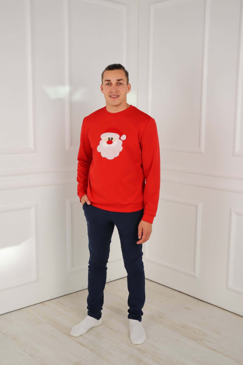 Men's red Christmas jumper with Santa