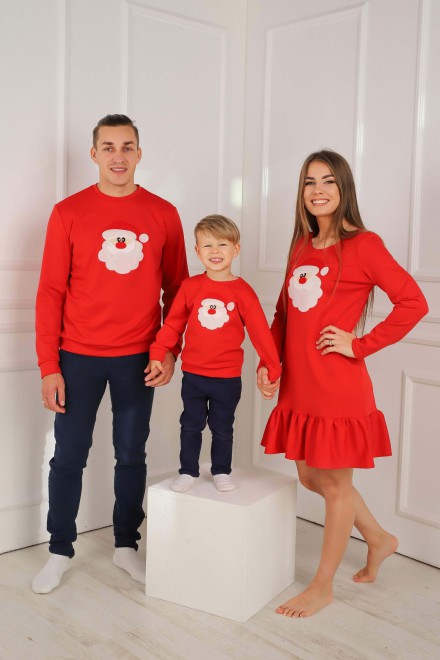 Men's red Christmas jumper with Santa – another view