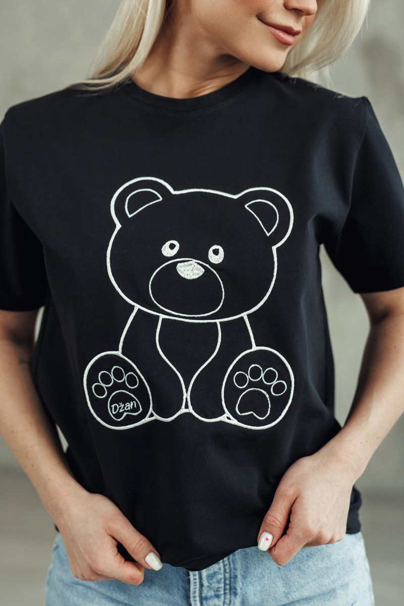 Black DZAN T-shirt with a teddy bear – photo 2