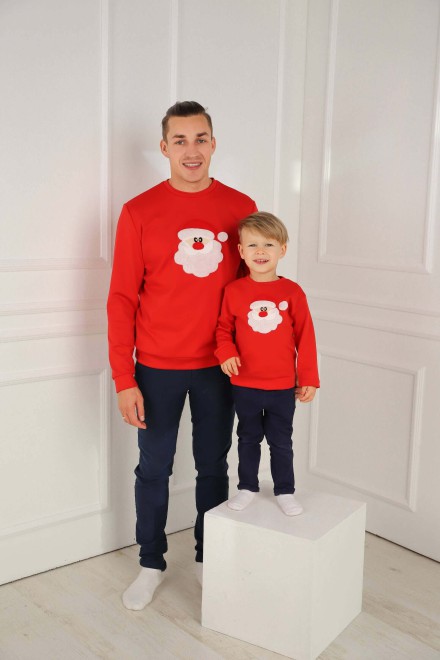 Children's red Christmas jumper with Santa – another view