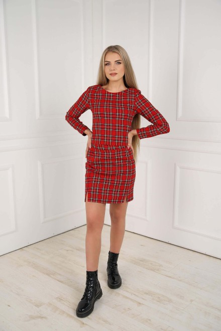 Red checked two-piece set