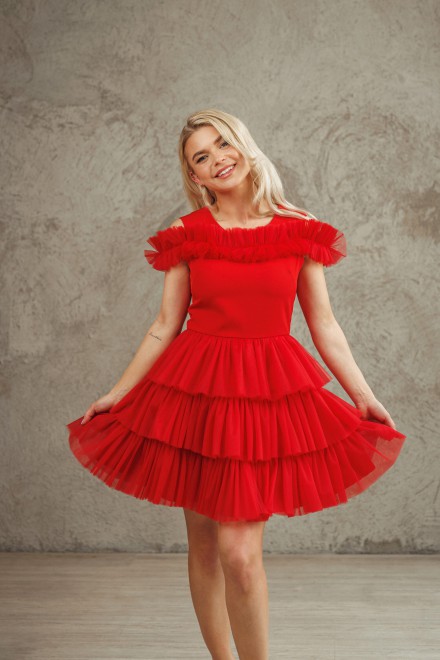 "Red cherry" tulle dress – another view