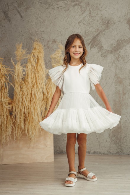 "Mini Luna" white tulle dress