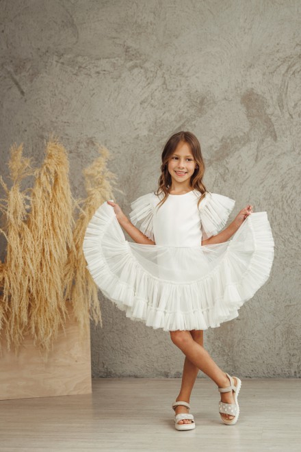 „Mini Luna“ balta tiulinė suknelė – kitas vaizdas