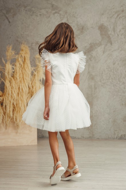 "Mini White Bubble" girl's tulle dress – another view