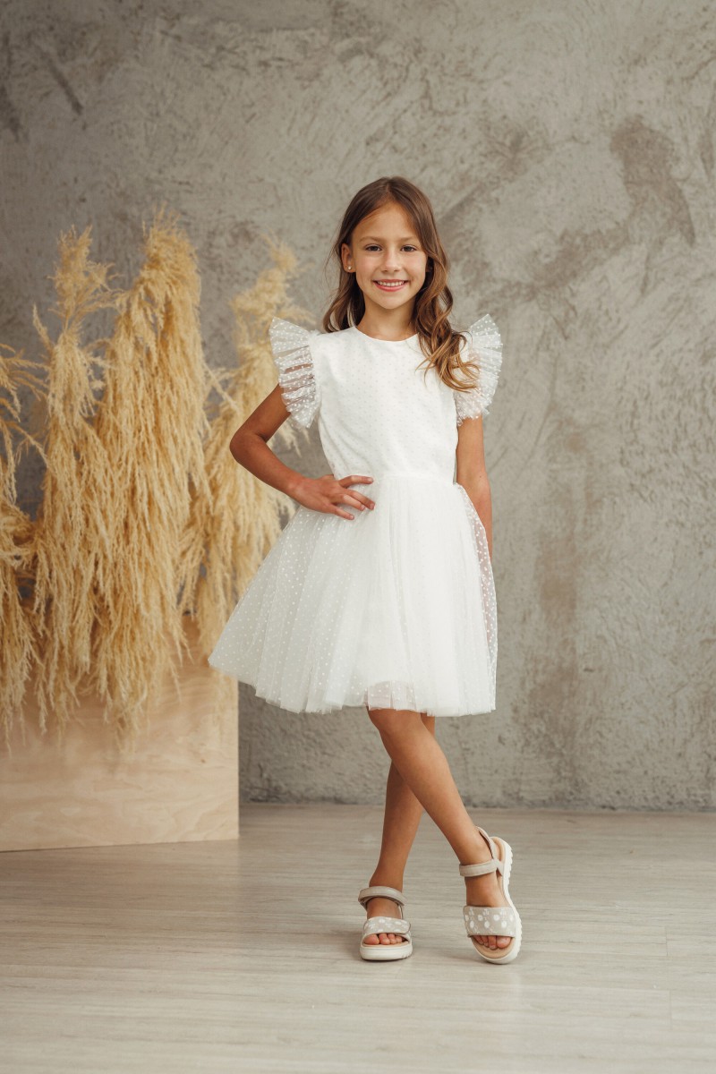"Mini White Bubble" girl's tulle dress