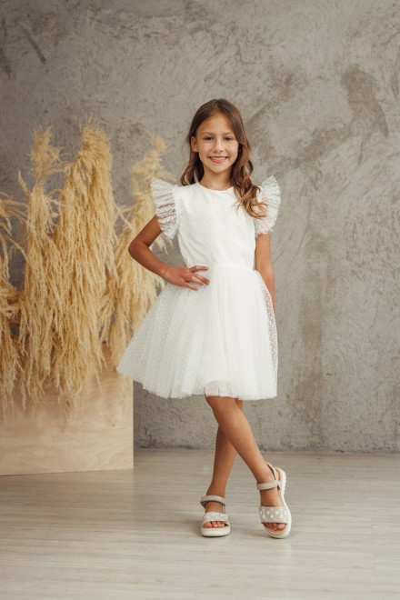 "Mini White Bubble" girl's tulle dress