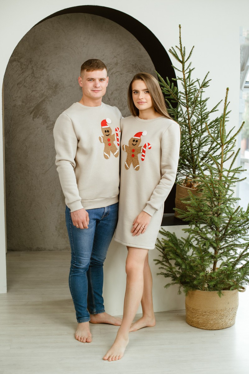 Men's sand Christmas jumper with gingerbread – photo 3