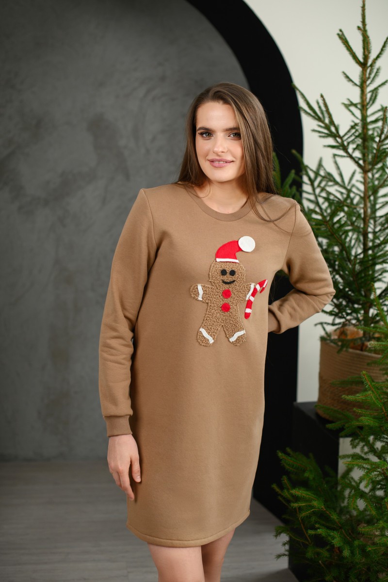 Brown Christmas dress with gingerbread or a reindeer – photo 2