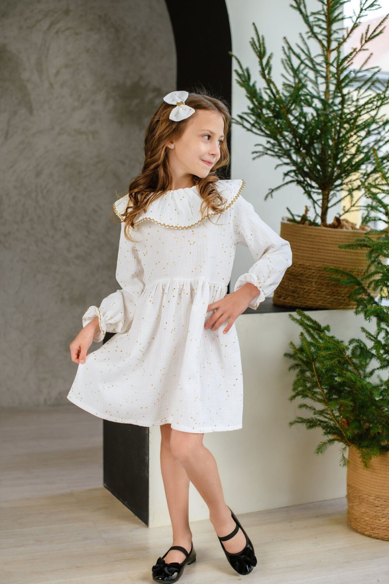 White dress with gold dots – photo 5