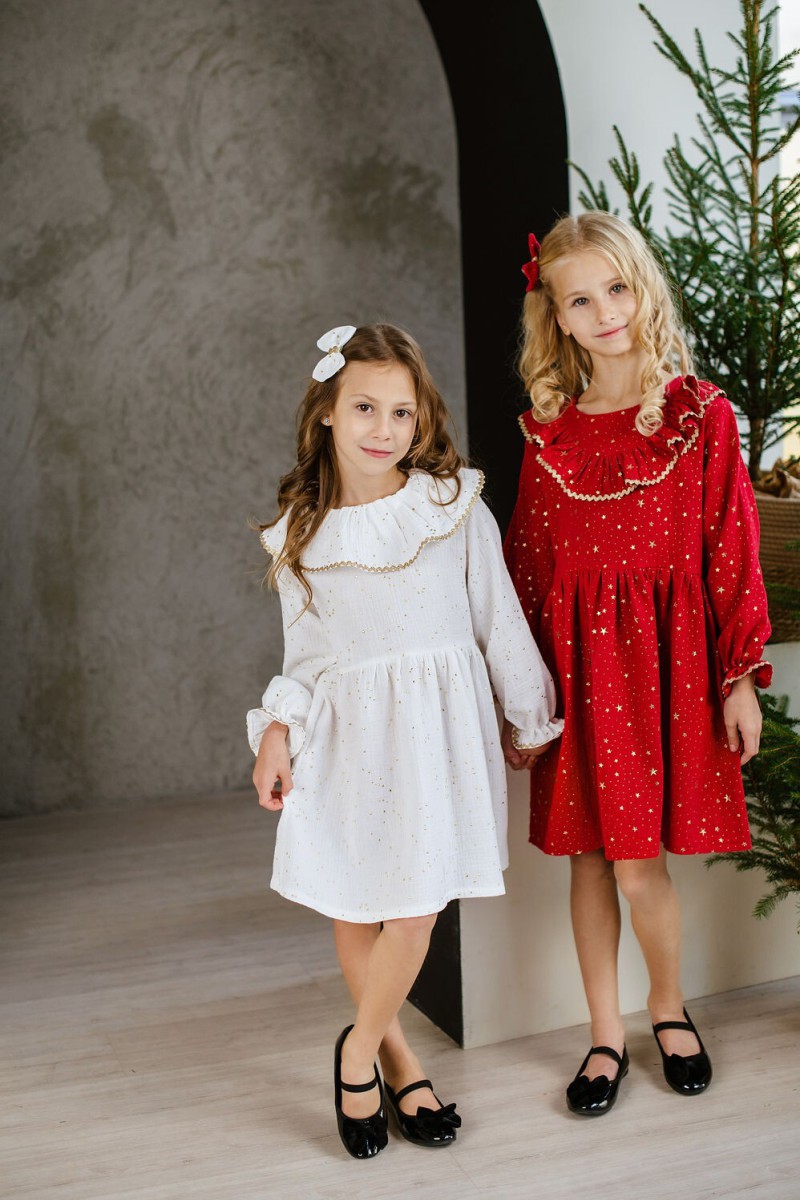 White dress with gold dots – photo 3