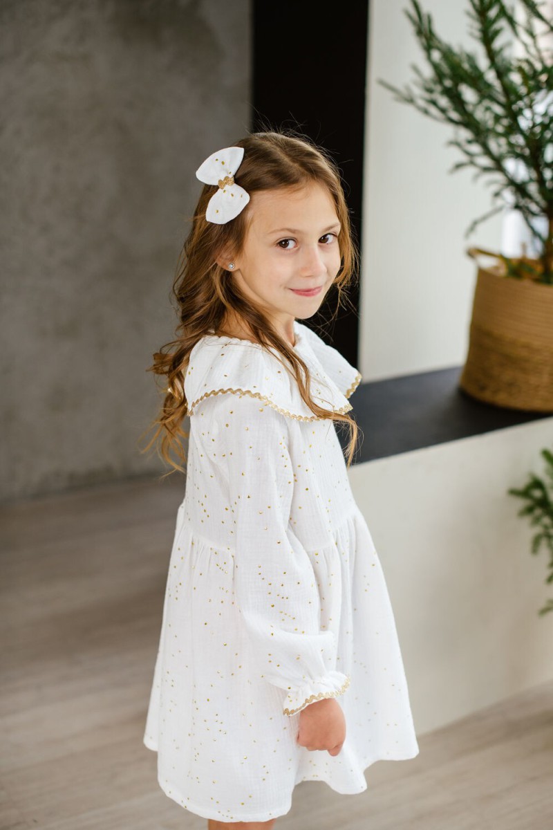 White dress with gold dots – photo 4