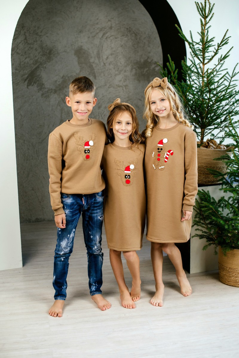 Girl's brown dress with a reindeer – photo 4