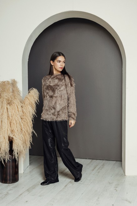Fluffy chocolate jumper – another view