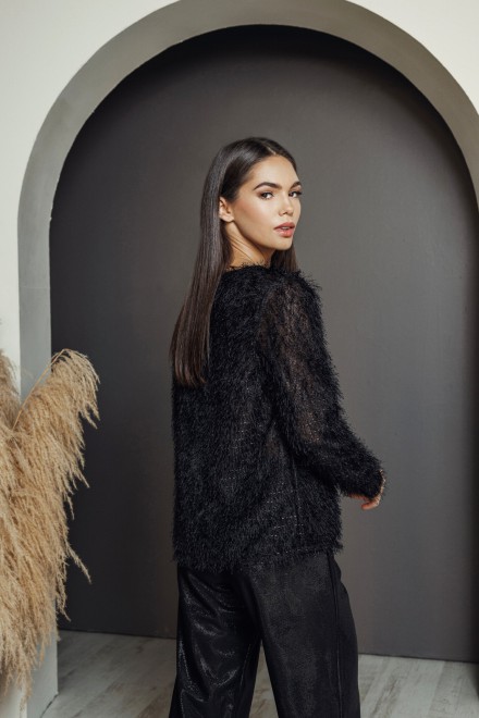 Fluffy black jumper – another view