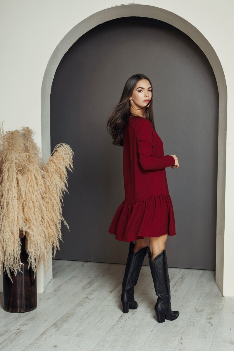 "Burgundy" shiny dress