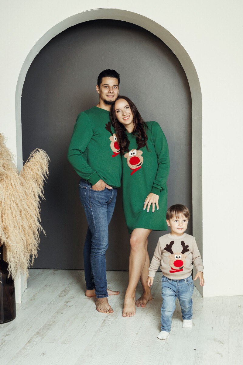 Green Christmas dress with Rudolf – photo 2