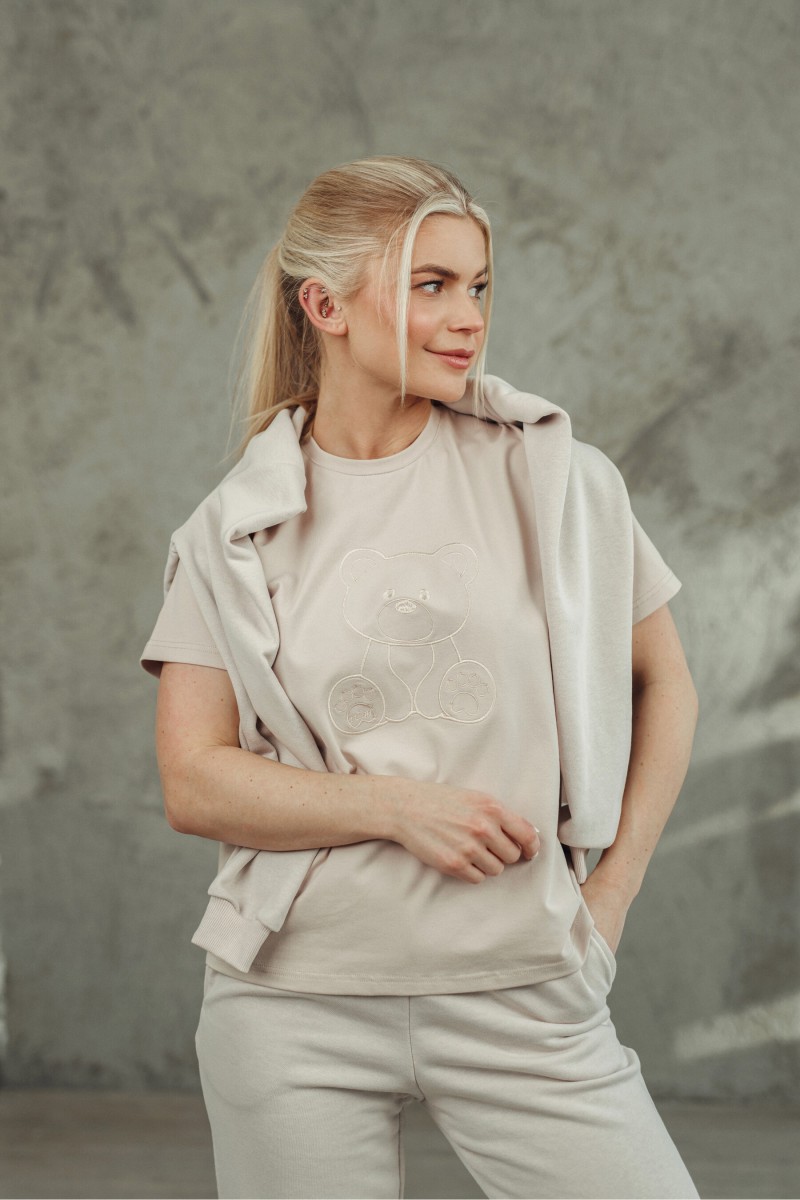 Nude T-shirt with a small DZAN teddy bear – photo 2