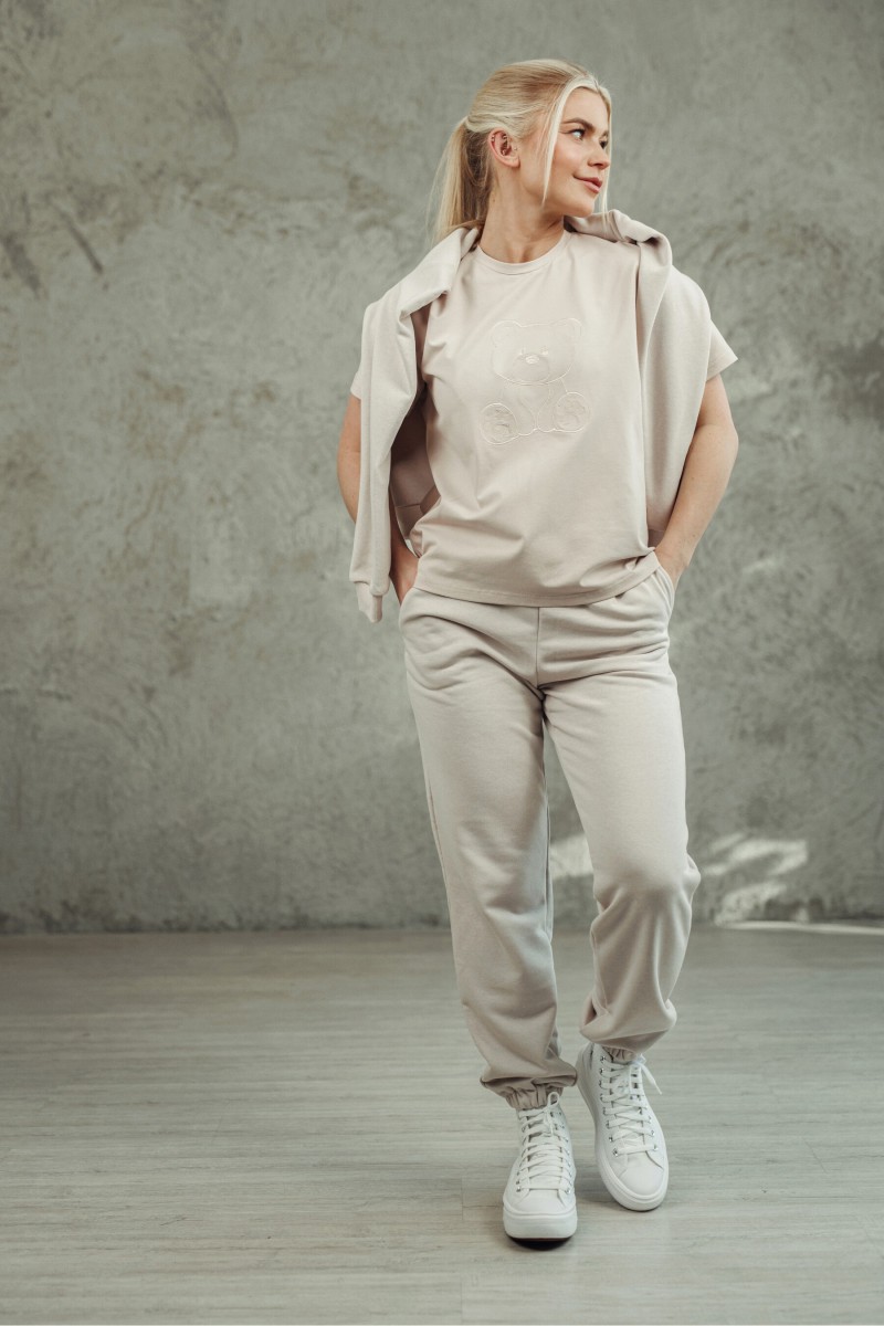Nude T-shirt with a small DZAN teddy bear – photo 5