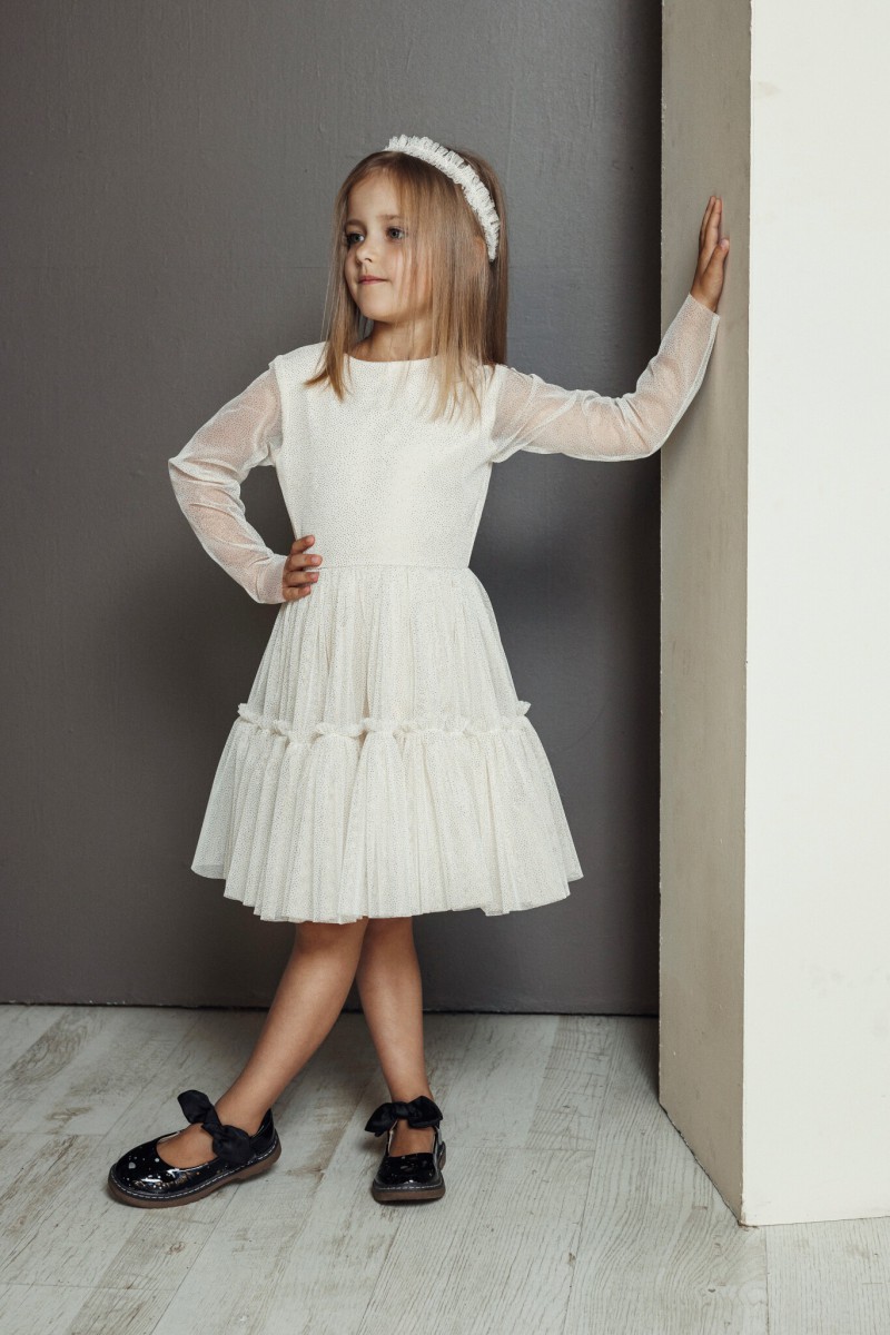 "Mini cream spangle" tulle dress
