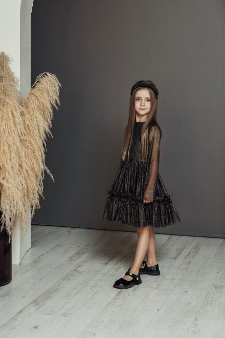 "Mini black spangle" tulle dress