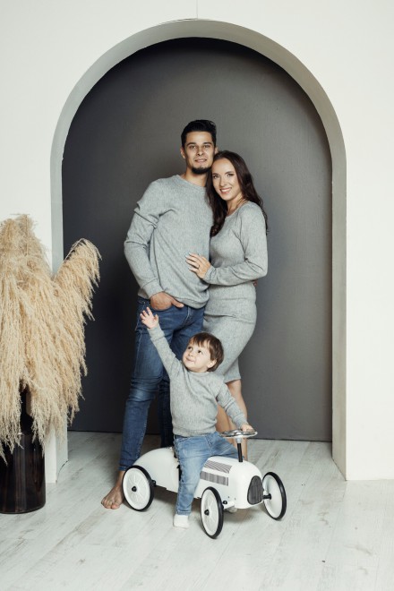 Boy's grey knitted jumper – another view