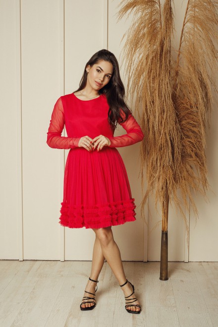 "Rose" raspberry tulle dress