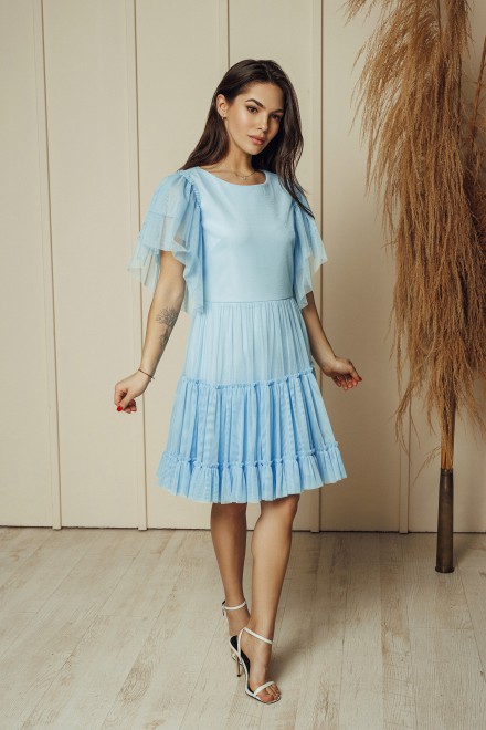"Luna" sky blue tulle dress – another view