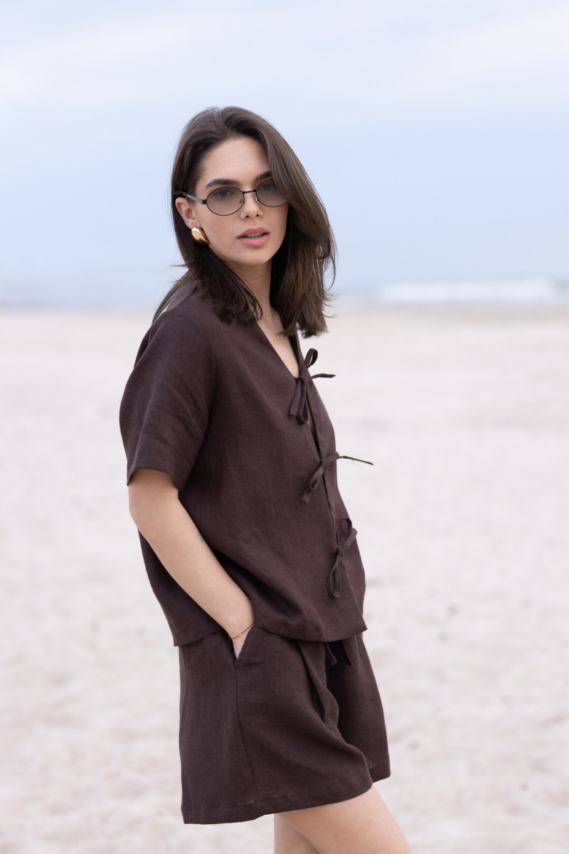 Brown blouse with bows – photo 3