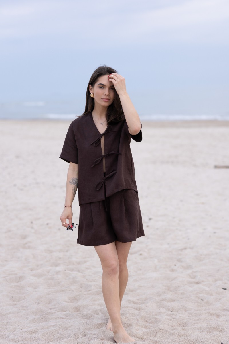 Brown blouse with bows – photo 7