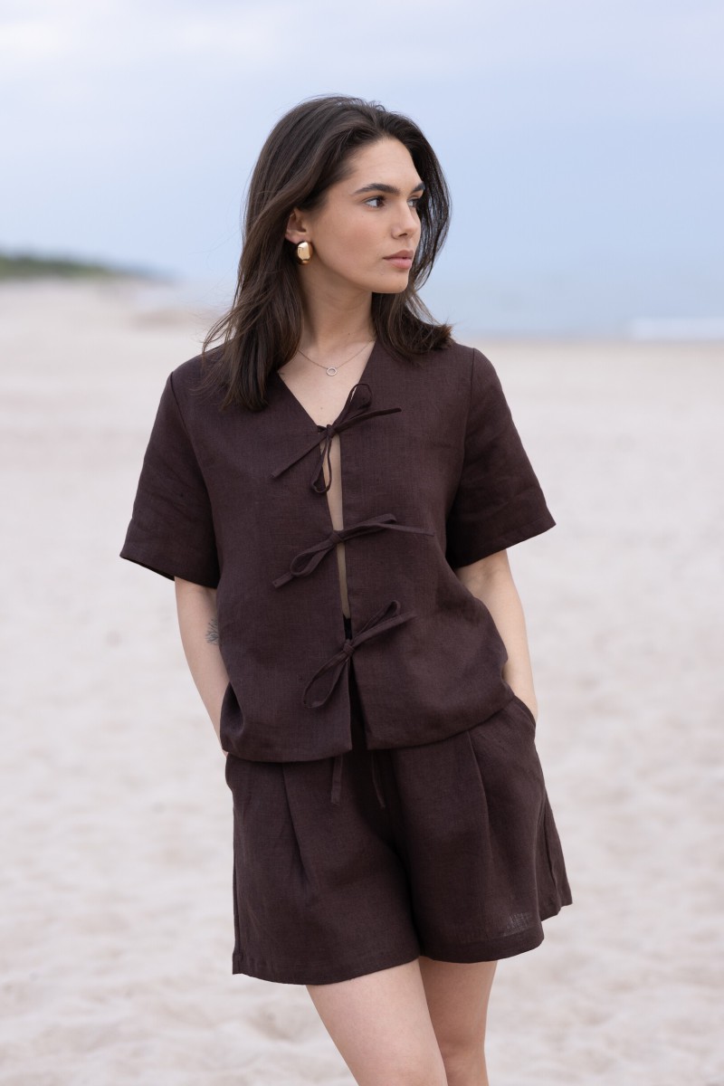 Brown blouse with bows