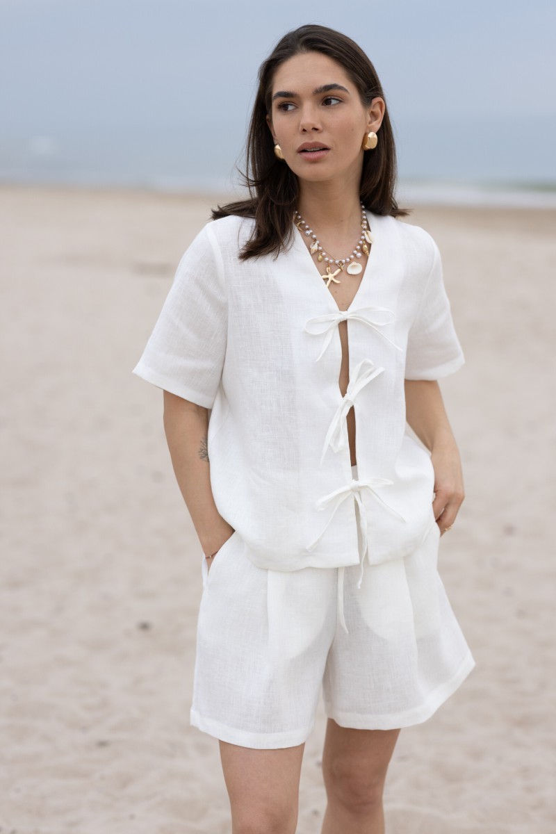 White blouse with bows