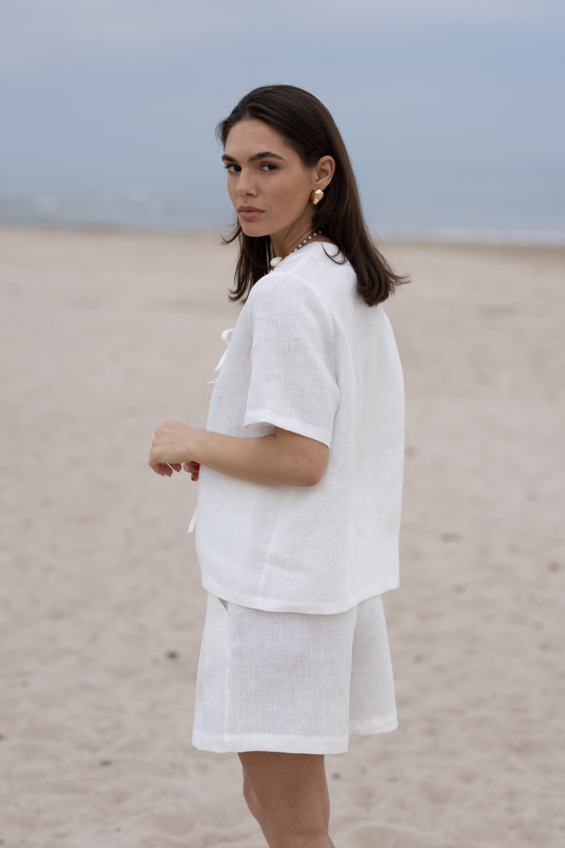 White linen shorts – photo 7