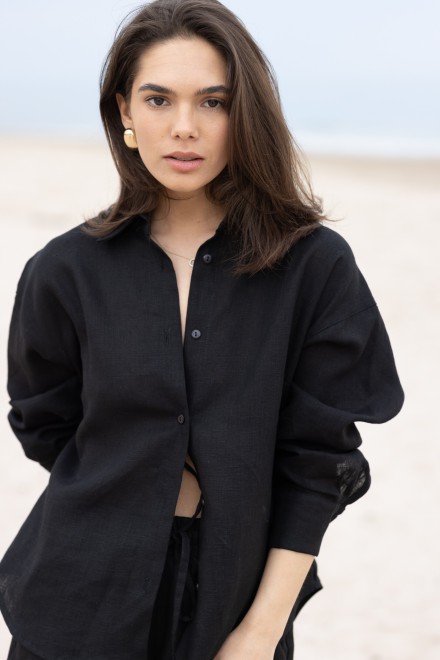 Black linen shirt