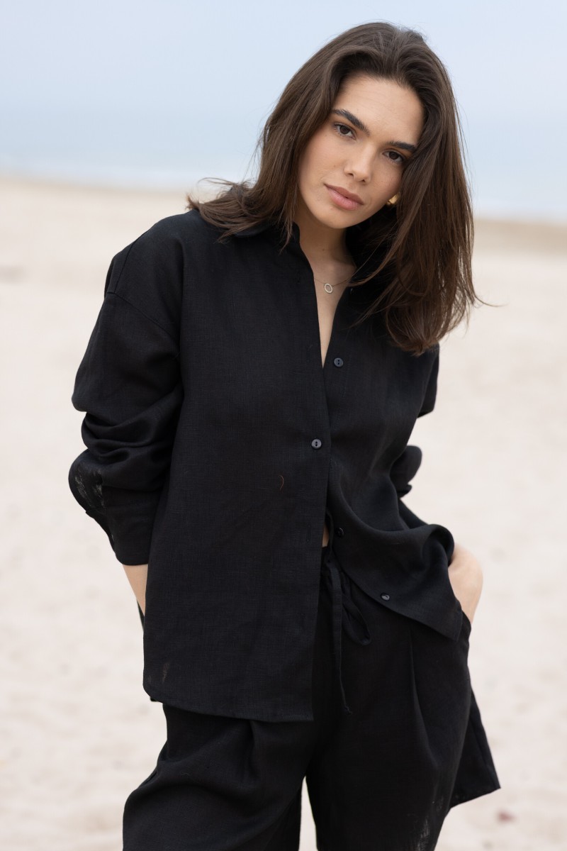 Black linen shirt – photo 10