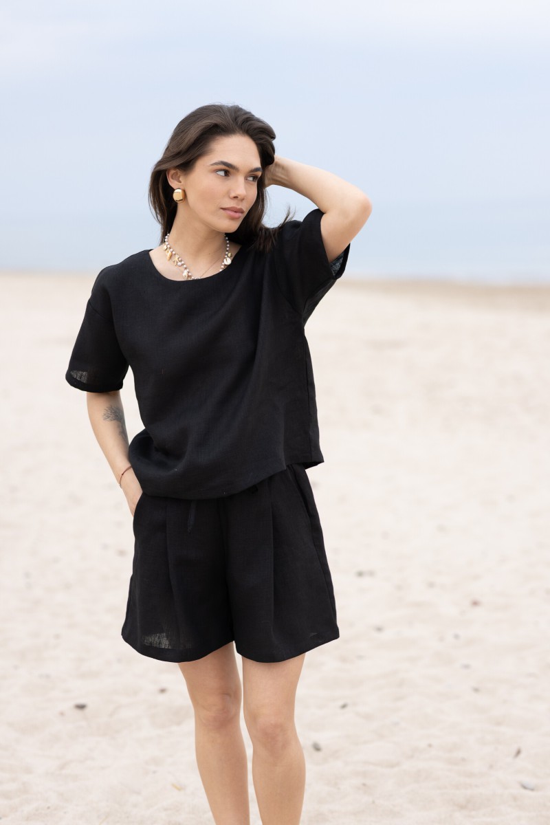 Black linen shorts – photo 3
