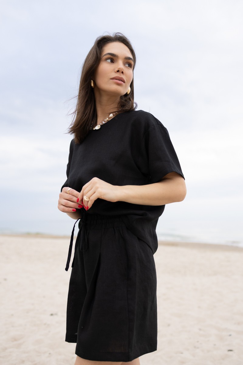 Black linen shorts – photo 4