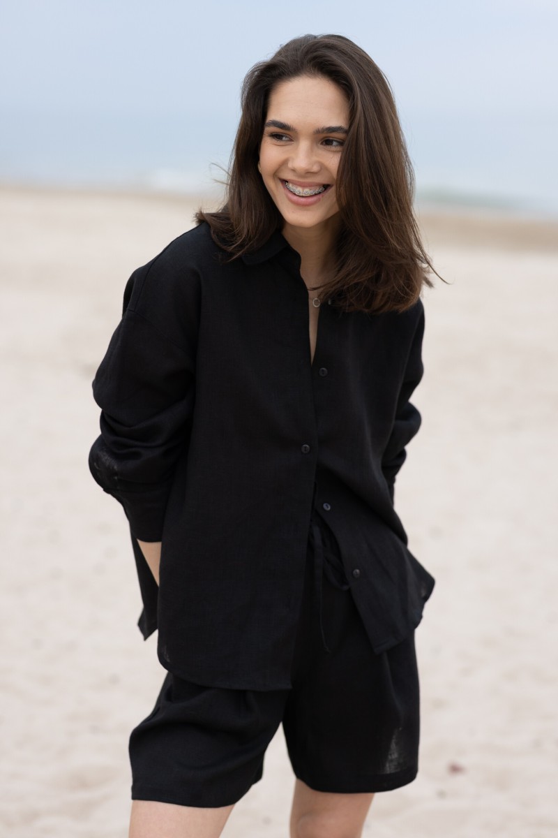 Black linen shorts – photo 6