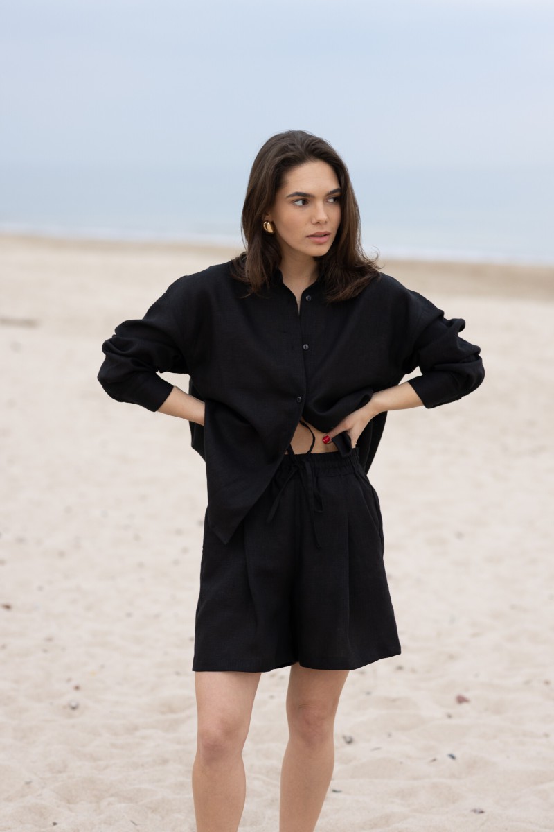 Black linen shorts – photo 7