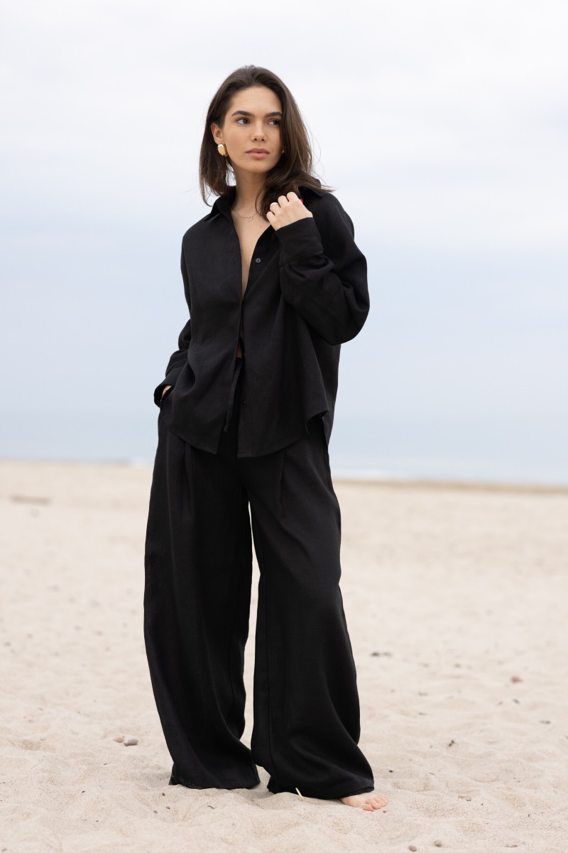 Black linen trousers