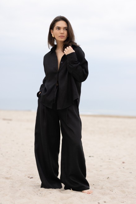 Black linen trousers