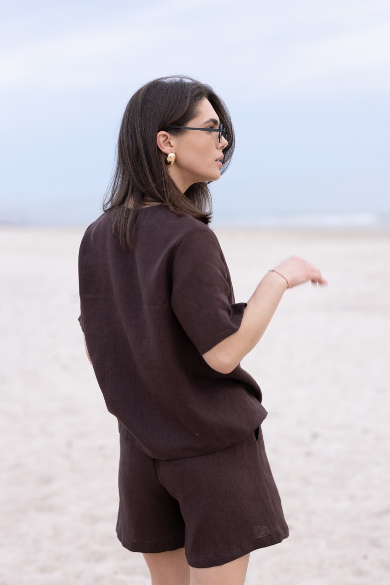 Brown linen shorts – photo 2