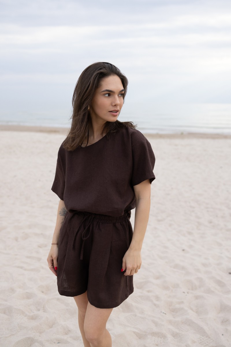 Brown linen shorts – photo 8