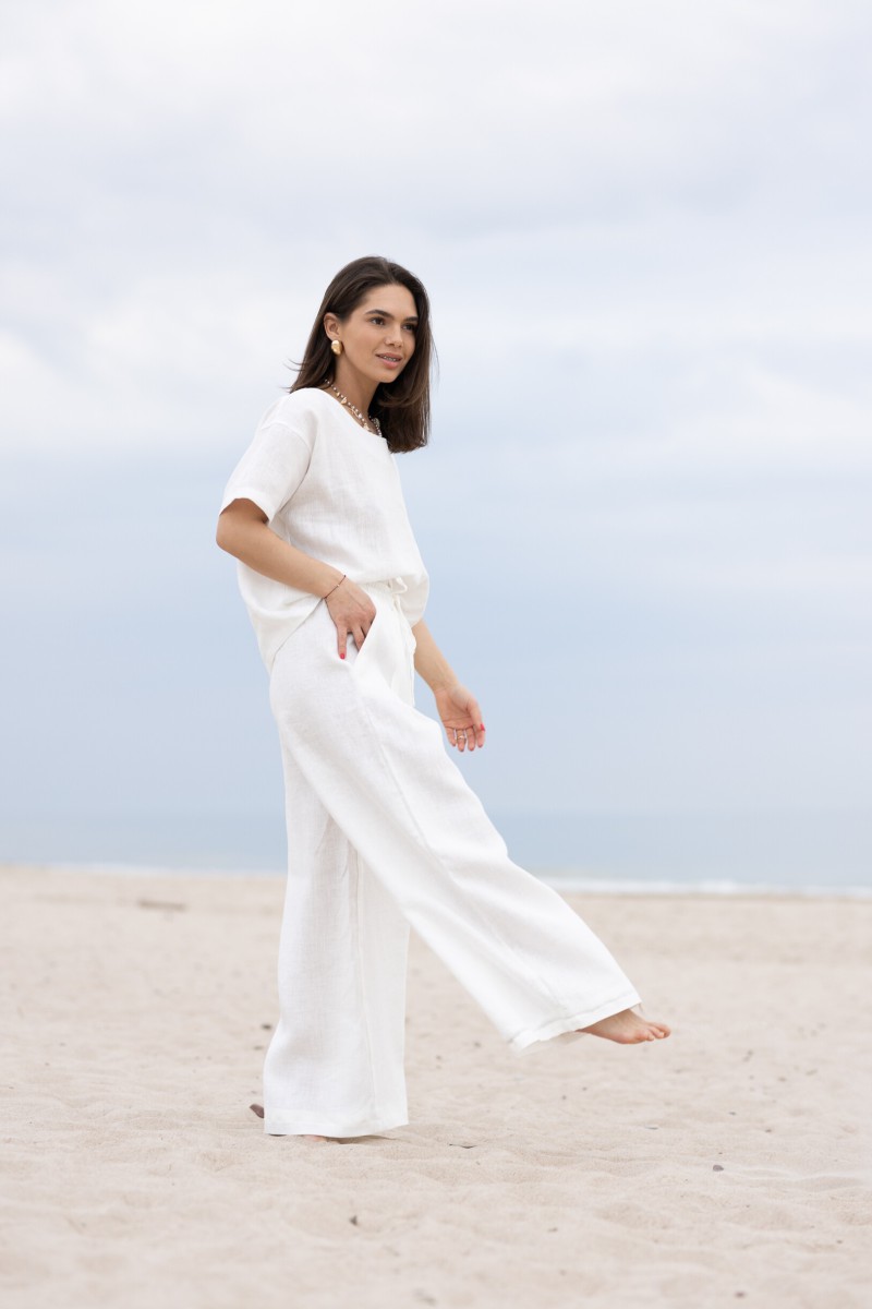 White linen trousers