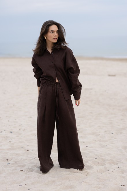 Brown linen trousers